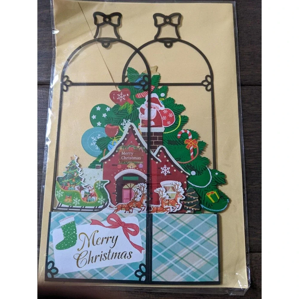 3/$20 Pop up 3D Christmas Greeting Card Santa Claus on the roof New